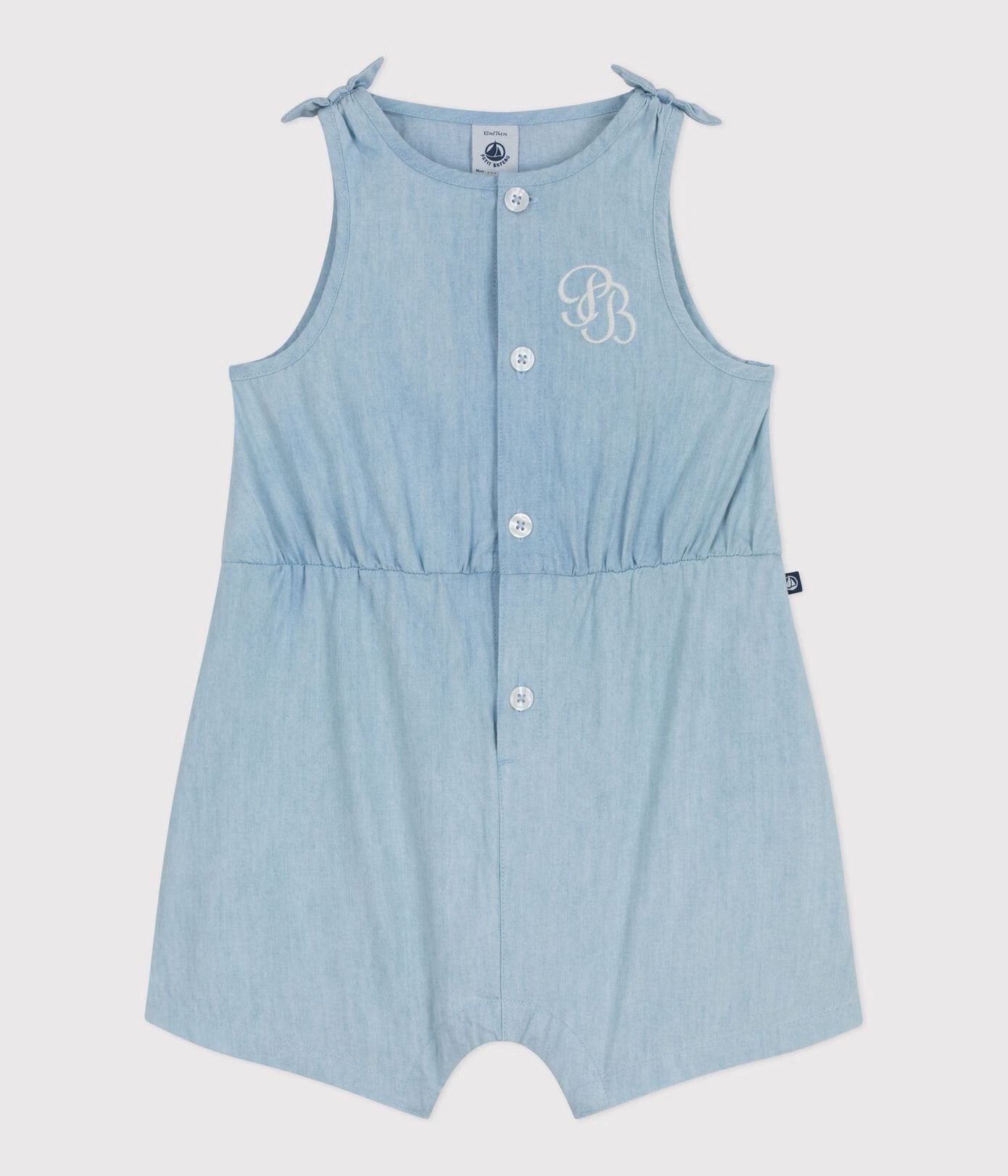 Combinaison courte bébé en chambray