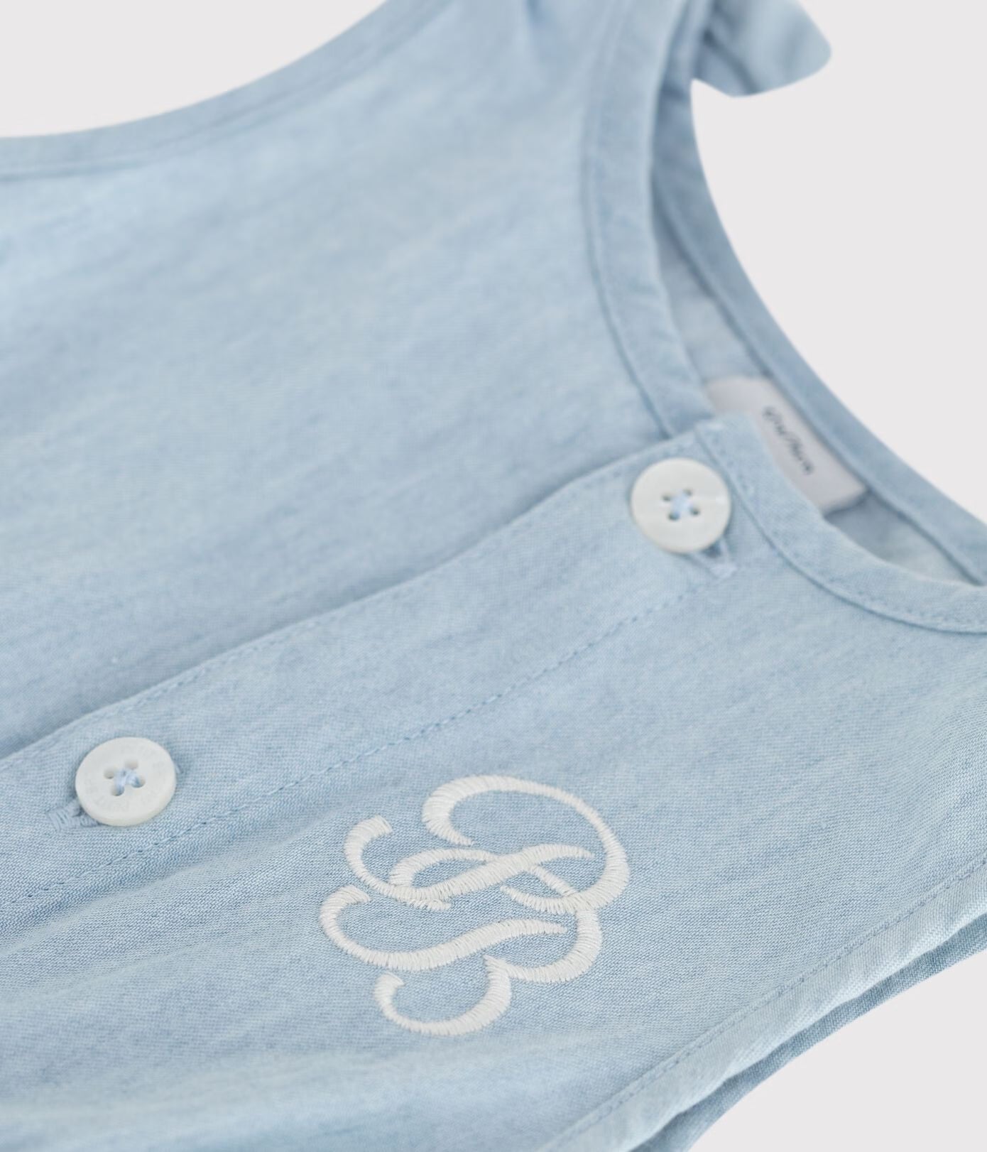 Combinaison courte bébé en chambray