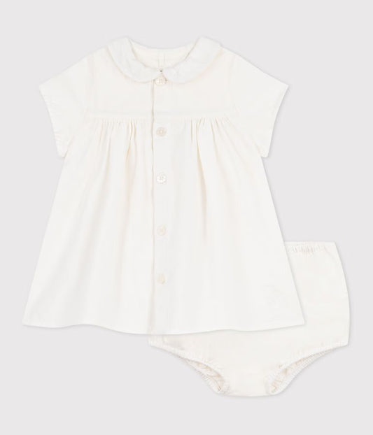 Robe bébé en coton/lin avec son bloomer