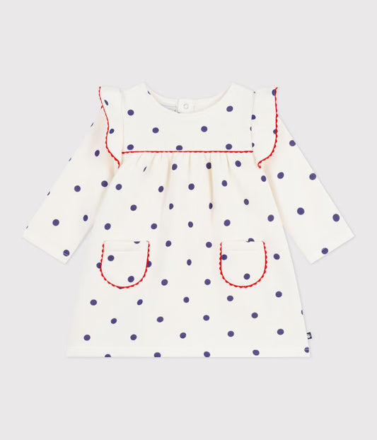 Robe manches longues imprimé pois - Petit Bateau