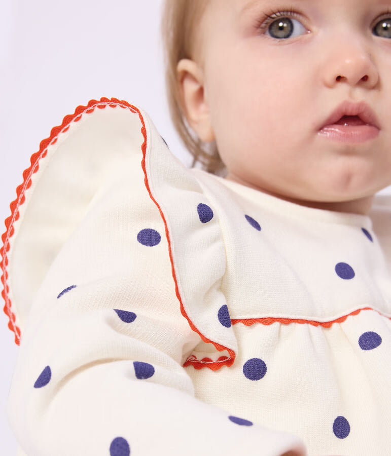 Robe manches longues imprimé pois - Petit Bateau