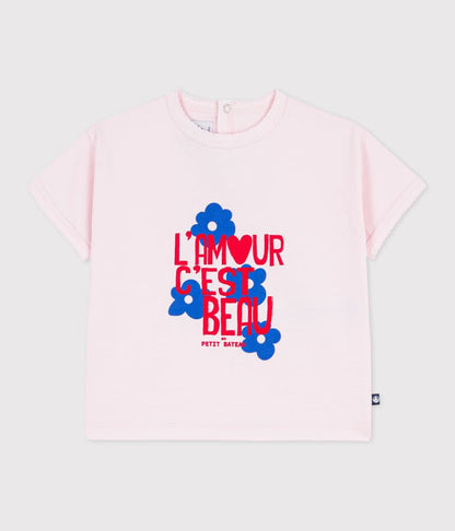 Tee-shirt bébé fille en coton à manches courtes à motif