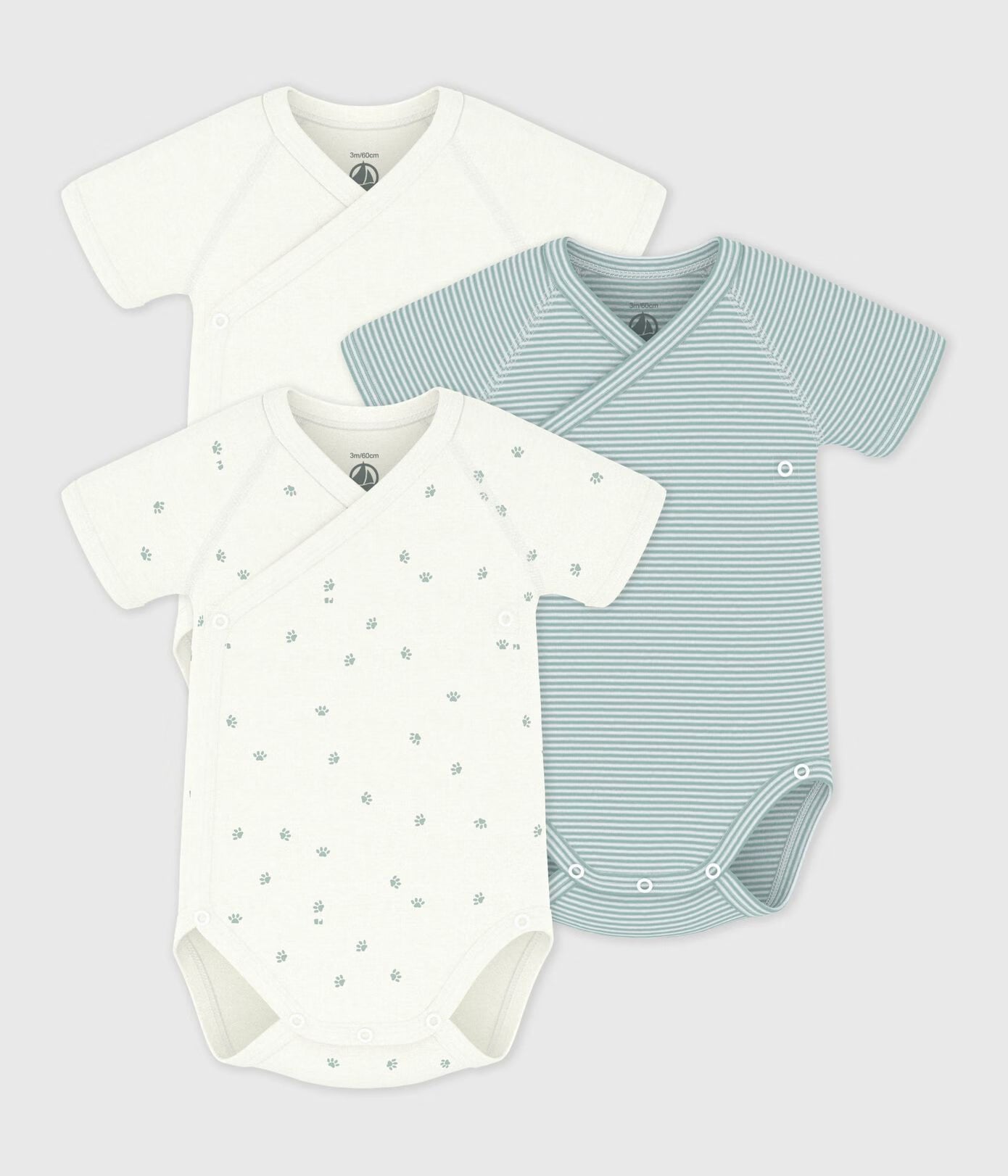 Lot de 3 bodies manches courtes croisés