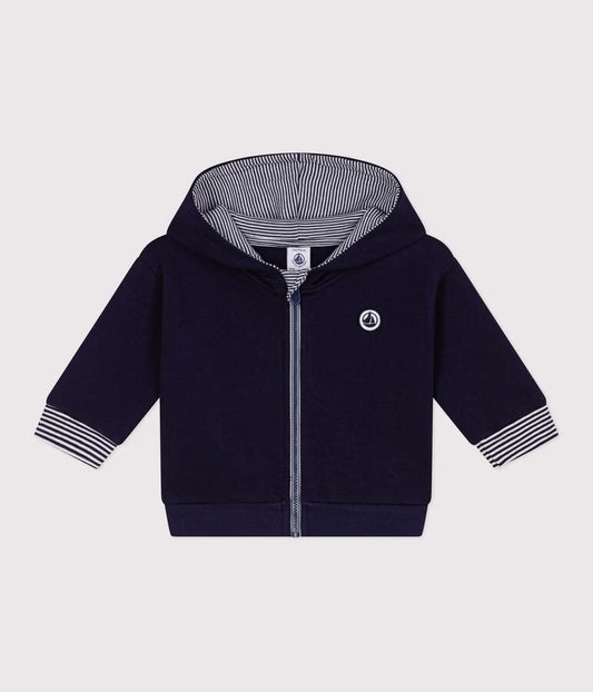 Sweatshirt à capuche bébé en coton détails rayés