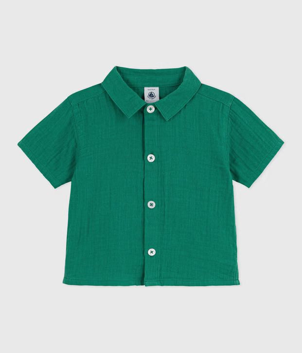 Chemise bébé en coton/lin à manches courtes