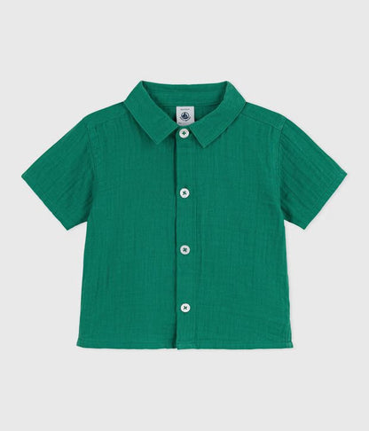 Chemise bébé en coton/lin à manches courtes