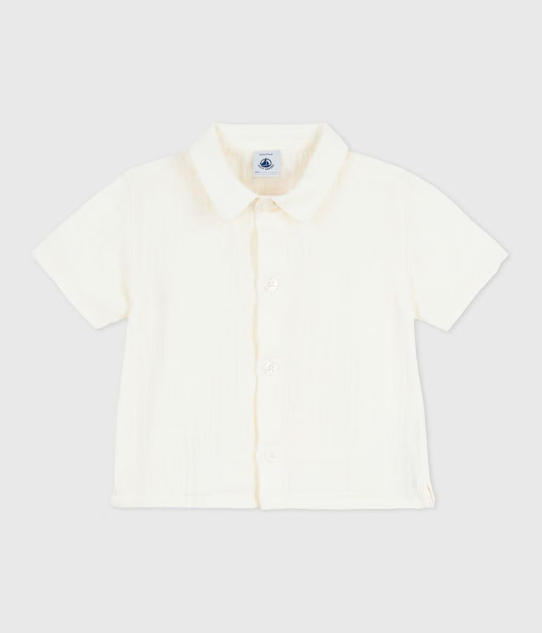 Chemise bébé en coton/lin à manches courtes