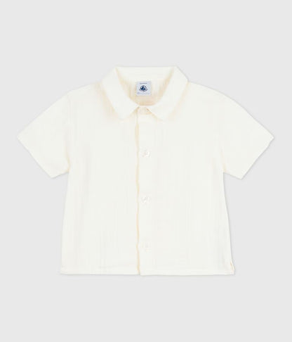 Chemise bébé en coton/lin à manches courtes