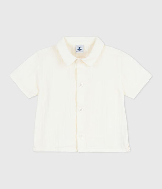 Chemise bébé en coton/lin à manches courtes