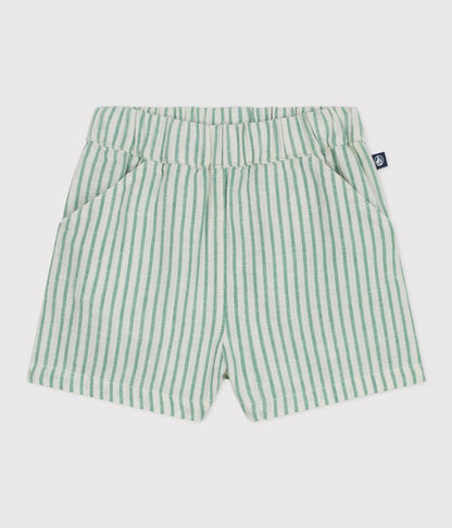 Short bébé en coton et lin