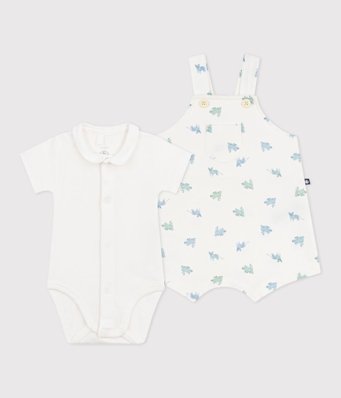Ensemble salopette/body bébé en coton