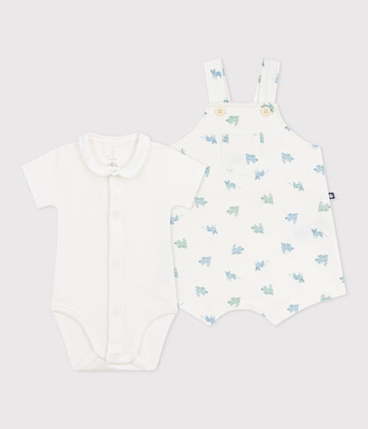 Ensemble salopette/body bébé en coton