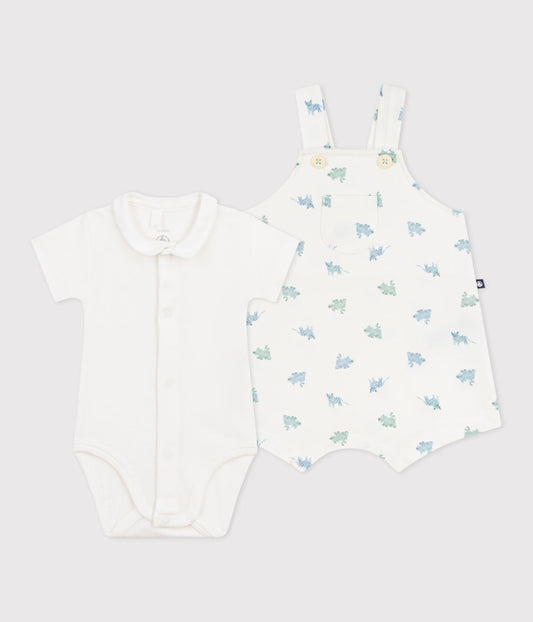Ensemble salopette/body bébé en coton