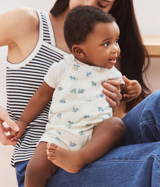 Ensemble salopette/body bébé en coton