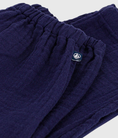 Pantalon bébé en gaze de coton uni