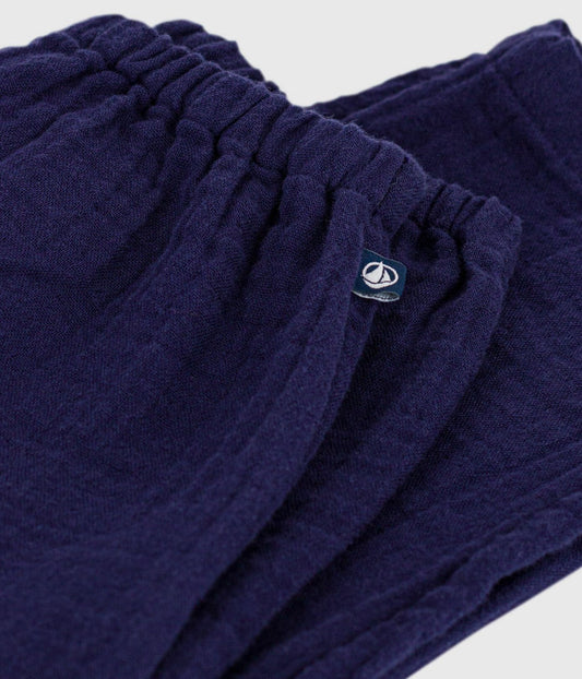 Pantalon bébé en gaze de coton uni