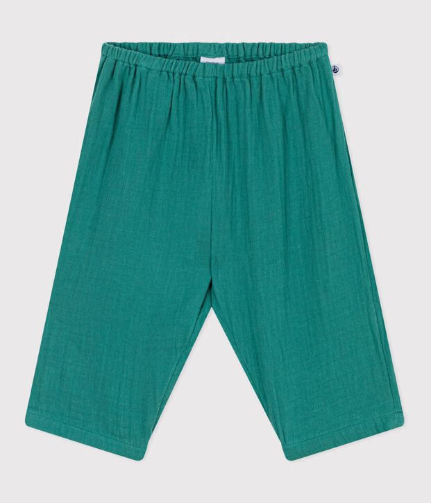 Pantalon bébé en gaze de coton uni