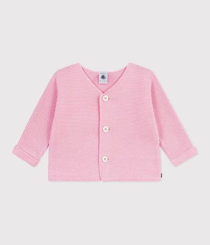 Cardigan bébé tricot point mousse en coton