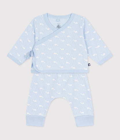 Ensemble long 2 pièces bébé en coton, imprimé fleurs