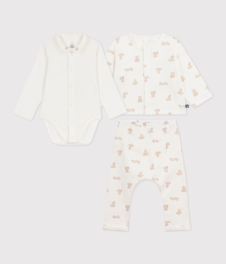 Ensemble long 3 pièces bébé en coton