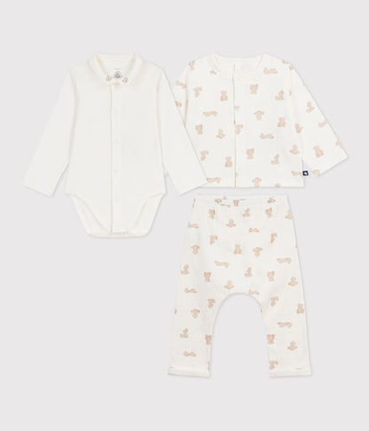Ensemble long 3 pièces bébé en coton