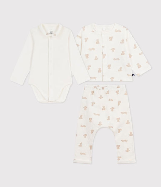 Ensemble long 3 pièces bébé en coton