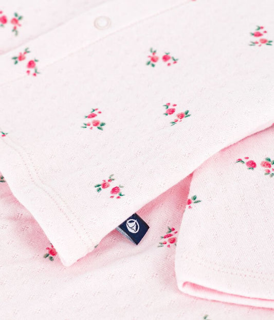 Ensemble long 2 pièces bébé en coton, imprimé fleurs