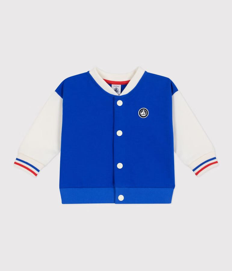 Veste teddy bébé en coton colorblock et badge