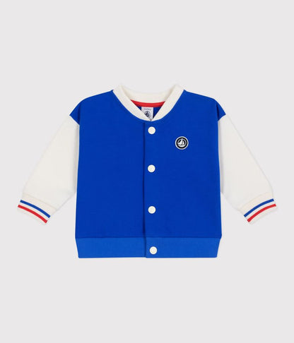 Veste teddy bébé en coton colorblock et badge