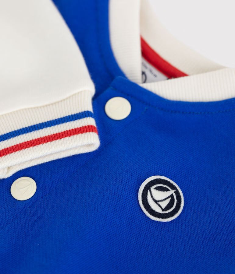 Veste teddy bébé en coton colorblock et badge