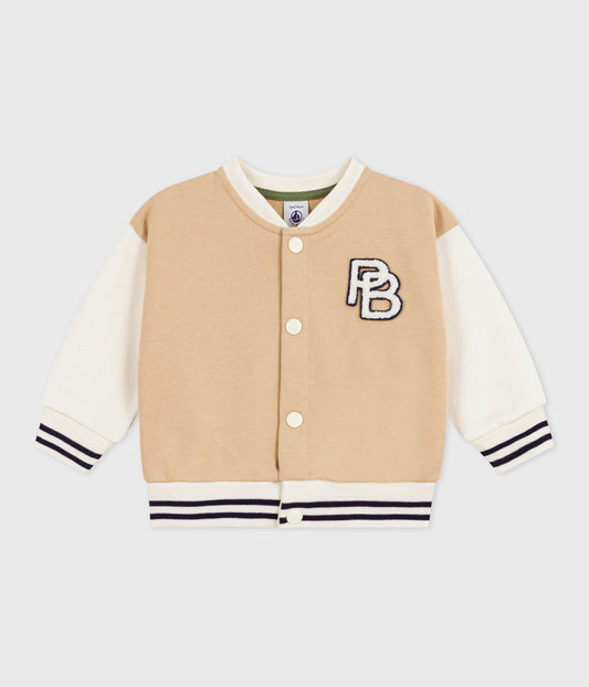 Veste teddy bébé en coton colorblock et badge