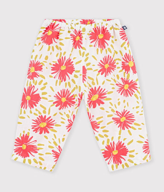 Pantalon bébé en coton imprimé fleurs