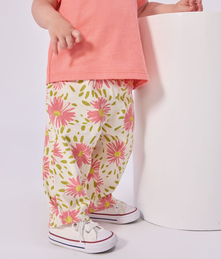 Pantalon bébé en coton imprimé fleurs