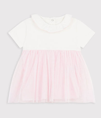 Robe bi-matière manches courtes