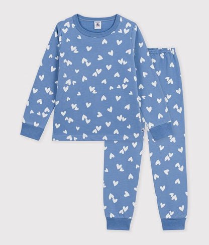 Pyjama enfant en molleton à cœurs