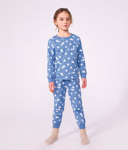 Pyjama enfant en molleton à cœurs