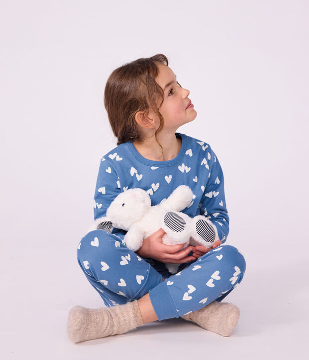 Pyjama enfant en molleton à cœurs