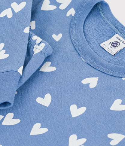 Pyjama enfant en molleton à cœurs