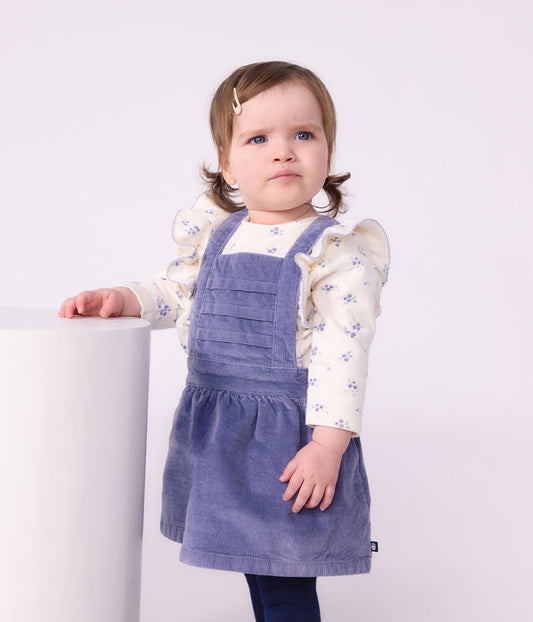 Robe bébé sans manches en velours côtelé uni