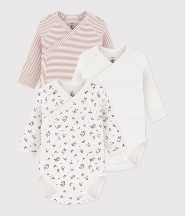 Lot de 3 bodies croisés manches longues