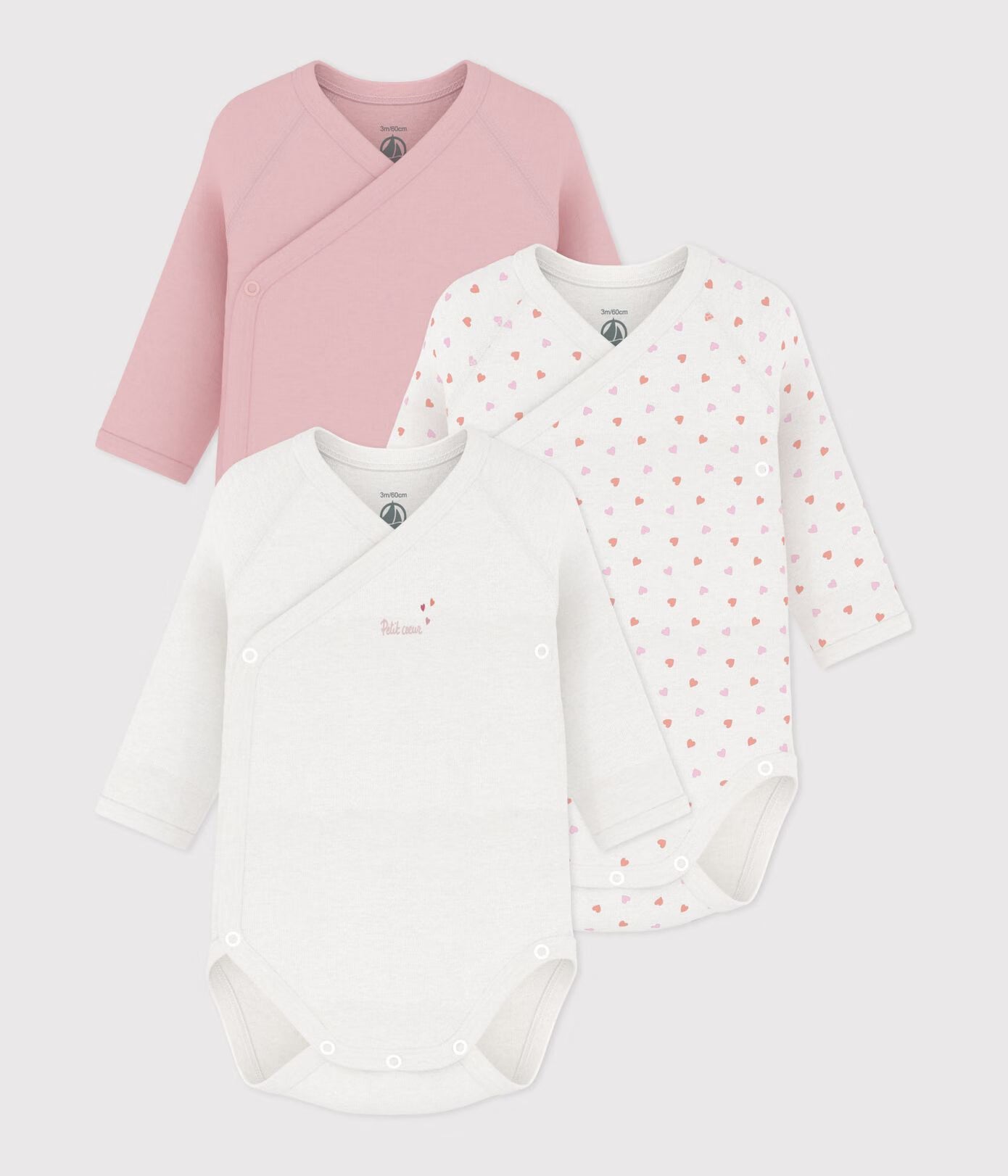 Lot de 3 bodies croisés manches longues