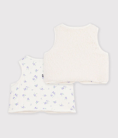 Gilet bébé en coton et sherpa sans manches