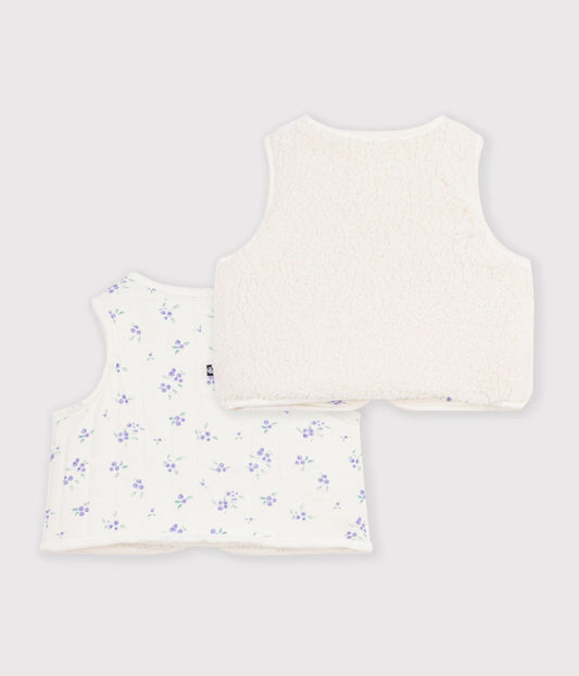 Gilet bébé en coton et sherpa sans manches