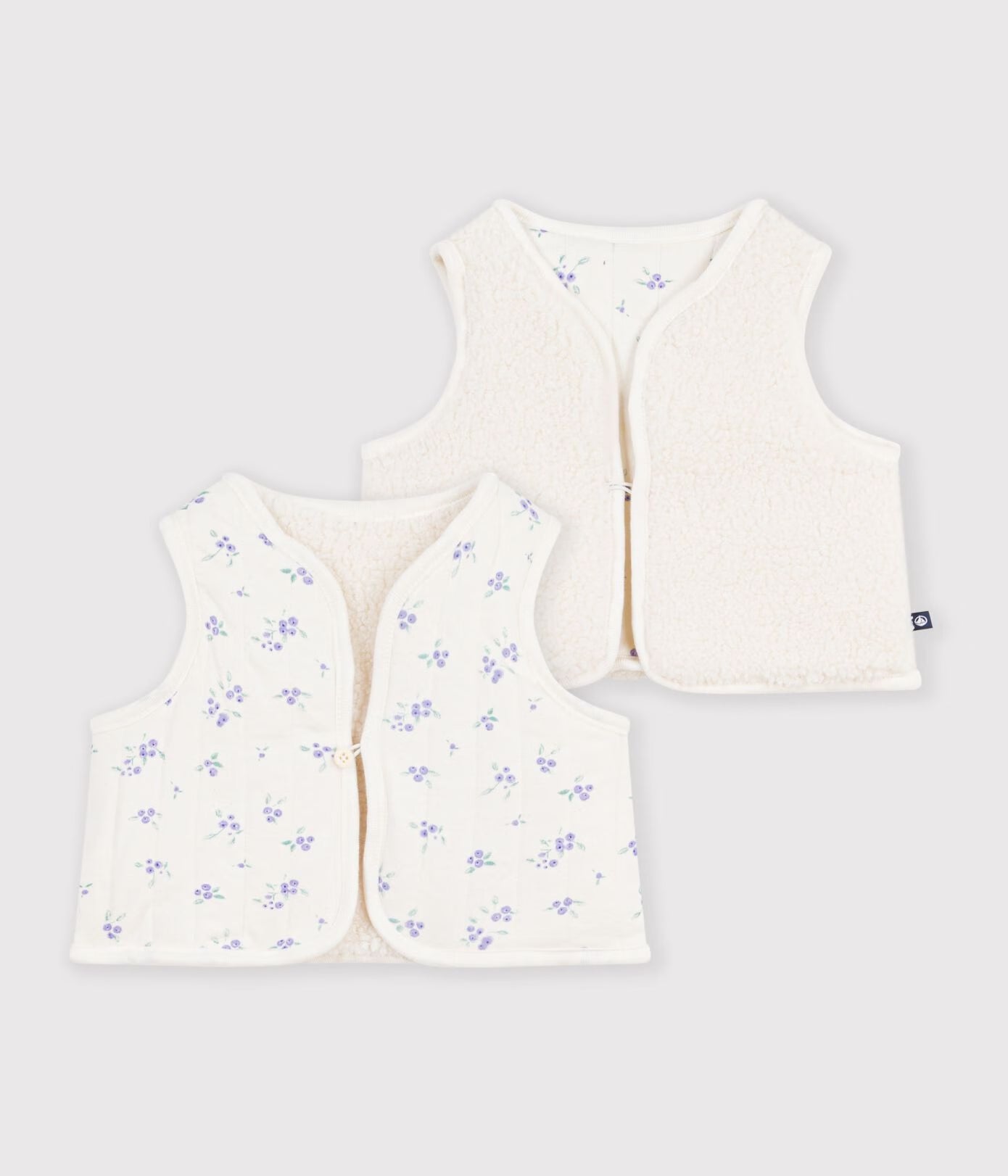 Gilet bébé en coton et sherpa sans manches