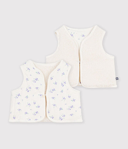 Gilet bébé en coton et sherpa sans manches