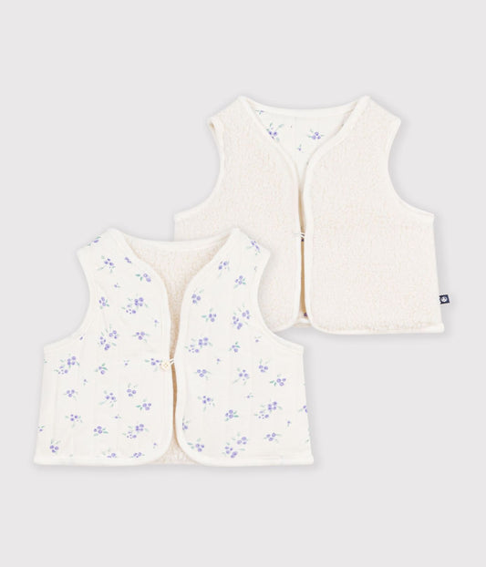 Gilet bébé en coton et sherpa sans manches