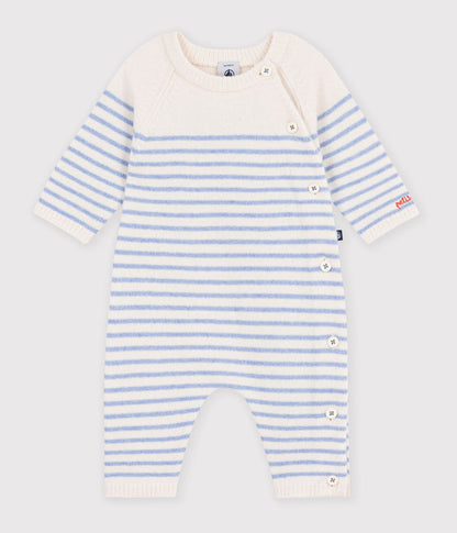 Combinaison bébé en tricot laine et coton