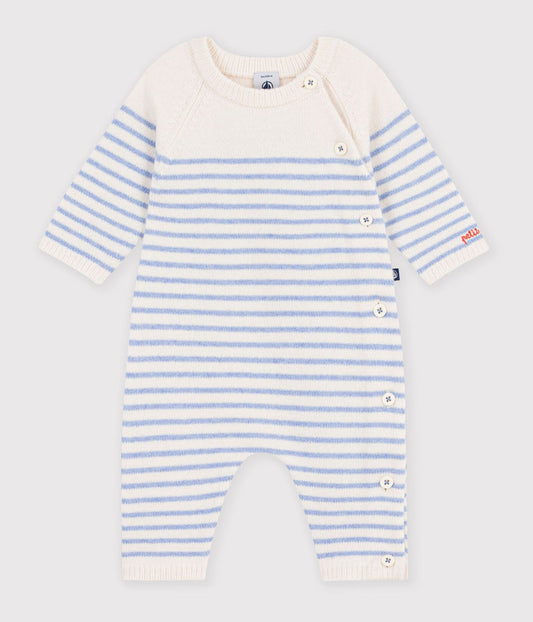Combinaison bébé en tricot laine et coton