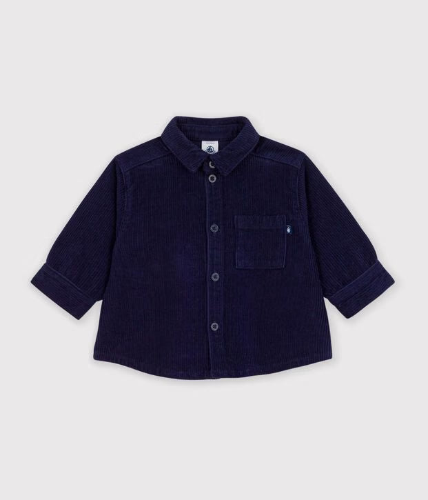 Chemise bébé en velours uni