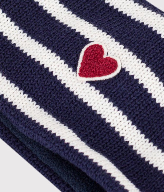 Snood tricot doublé polaire à rayures